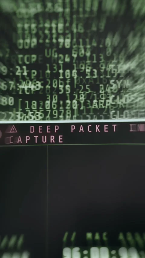 Terminal interface displaying data for cyber attack activity Stock Footage 335463804