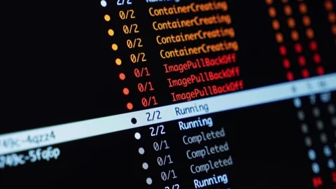 Terminal interface with shallow depth of field showing container statuses f.. Stock Footage 304804492
