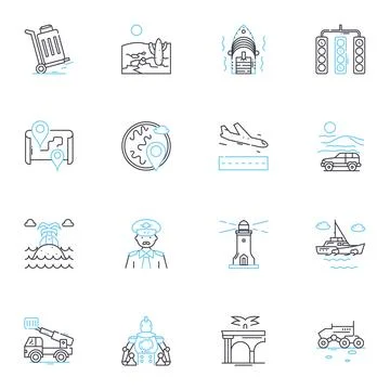 Terminal linear icons set. Command-line, Console, Prompt, Shell, Terminal Stock Illustration