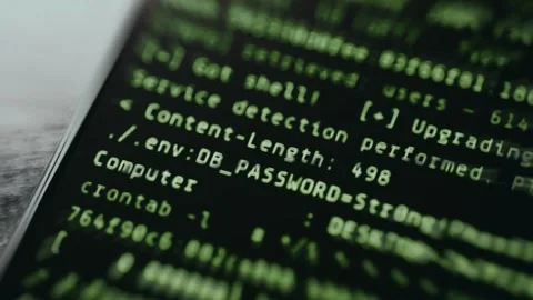 Terminal output from a cybersecurity penetration testing tool identifying a Stock Footage 334922346
