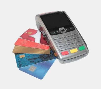 Terminal of plastic cards Stock Photos