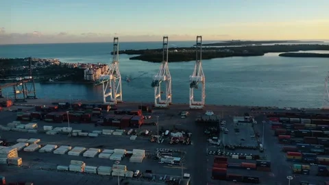 Terminal Port, harbor, Logistics, Container Ships Stock Footage 113196111