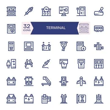 Terminal Professional Vector Set with 32 Bold Line PIXEL Perfect Retina Rea.. イラスト素材