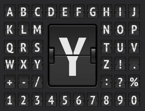 Terminal scoreboard regular font to display flight departure or arrival info Stock Illustration