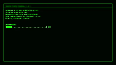 Terminal screen code execution and progress bar loading in 4K Stock Footage 347013302