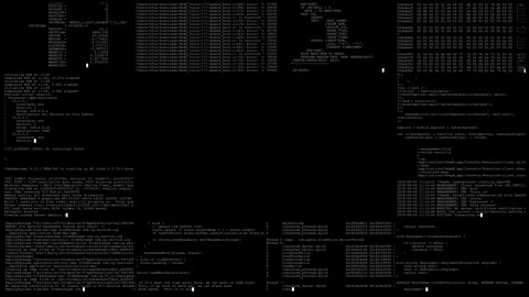 The terminal screen is filled with lines of code, errors, and system commands. Vidéo 319527103