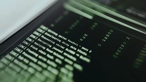 Terminal screen indicating a successful cryptographic key update process Stock Footage 334932790