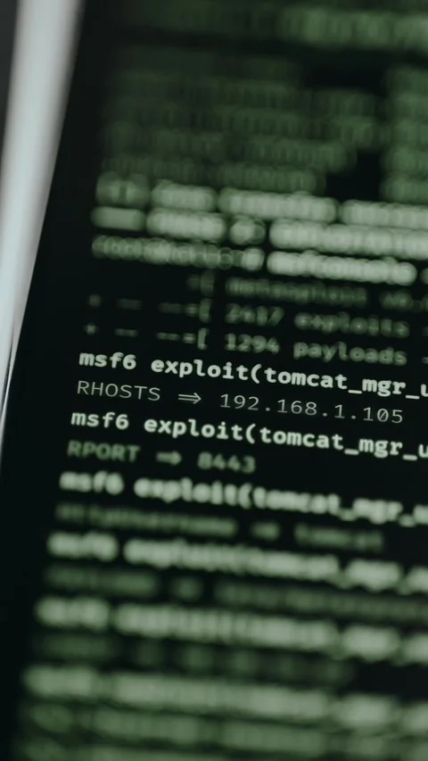 Terminal session for cybersecurity testing and vulnerability exploitation Stock Footage 332047567