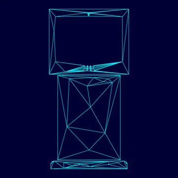 Terminal stand with touch screen low poly triangulation triangulated polygona Illustrazione stock