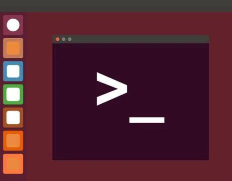 Terminal startup icon and linux interface, direct access to system via command Stock-Illustration
