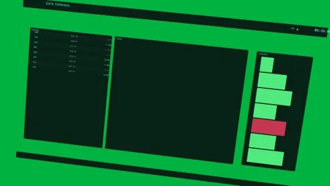 Terminal UI rotating and leveling on load, camera pulling back revealing UI on 動画素材 329573072