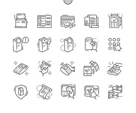 Terminal Well-crafted Pixel Perfect Vector Thin Line Icons 30 2x Grid for Web Stock Illustration
