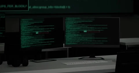 Terminal Window Desktops Showing Code Moving On Black Screen Background Stock Footage 245288898