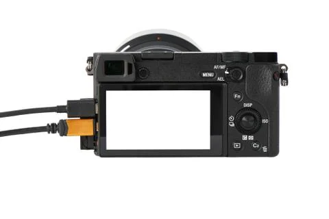 Terminals on a digital camera body Foto stock