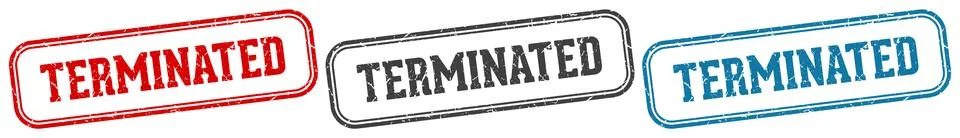 Terminated stamp. terminated rectangular stamp set isolated on white backgrou Stock Illustration