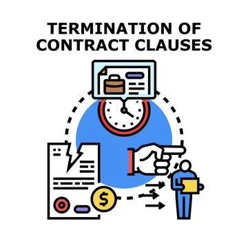 Terminating contract clauses ending business agreement concept Stock Illustration