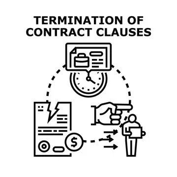 Terminating contract clauses ending business agreement concept Stock Illustration