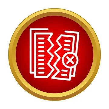 Terminating contract document with error mark icon Stock Illustration