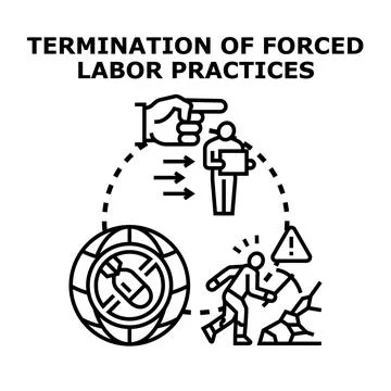 Terminating forced labor practices and promoting human rights Stock Illustration