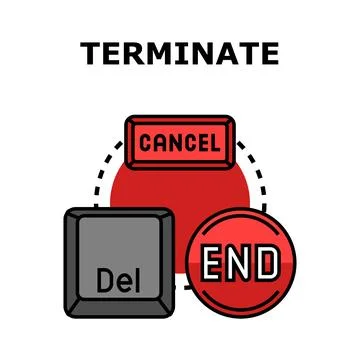 Terminating process ending and canceling operation concept 스톡 일러스트