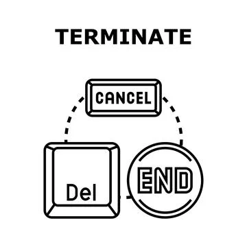 Terminating process ending and canceling operation concept Stock Illustration