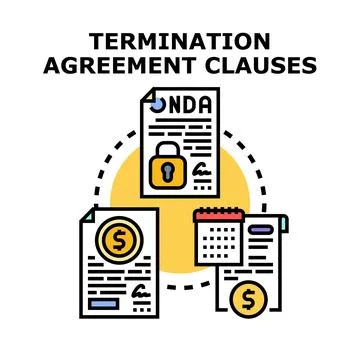 Termination agreement clauses concept for document ending Stock Illustration
