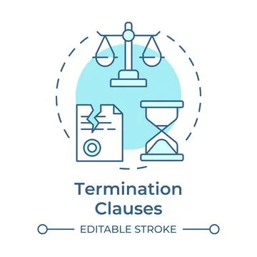Termination clauses soft blue concept icon Stock Illustration