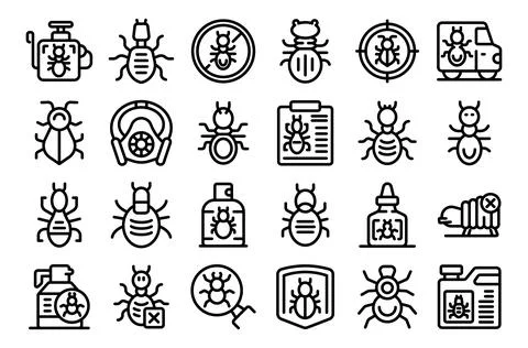 Termite icons set outline vector. Nature insect worker Stock Illustration
