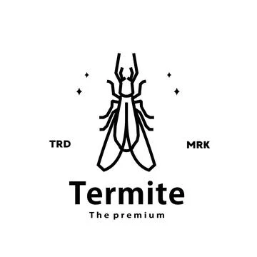 Termite logo vector outline monoline art icon Stock Illustration