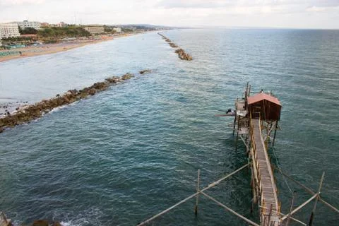 Termoli and its trabucco on the sea Stock Photos