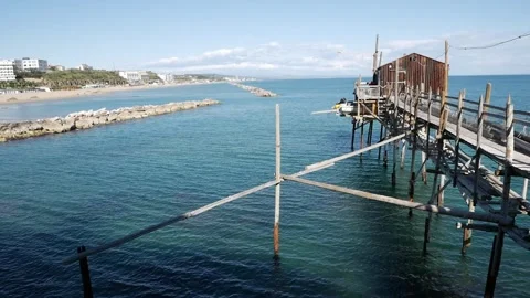 Termoli - Molise - The trebuchet on the north side and part of the beach Stock Footage 241526223