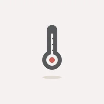 Termometer. High temperature. Color icon with shadow. Weather vector illustra Stock Illustration