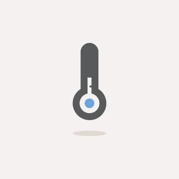 Termometer. Low temperatue. Color icon with shadow. Weather vector illustrati Stock Illustration