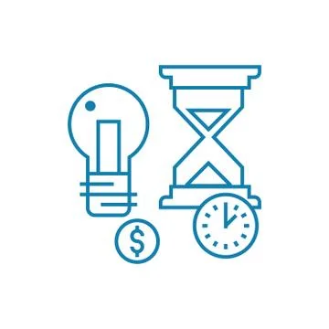 Terms of project implementation linear icon concept. Terms of project Stock Illustration