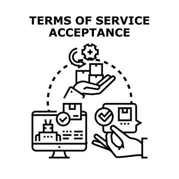 Terms of service acceptance process black icon Stock Illustration