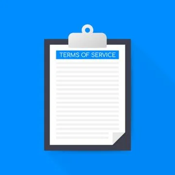 Terms of service. Document icon. Top view. Terms of use, terms and conditions Illustrazione stock