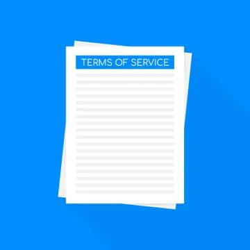 Terms of service. Document icon. Top view. Terms of use, terms and conditions Illustrazione stock