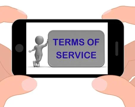 Terms of service phone shows agreement and contract for use Иллюстрация