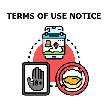 Terms of use notice concept for application and age restriction Stock Illustration