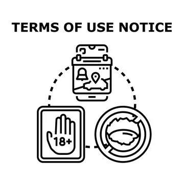 Terms of use notice concept for application and age restriction Stock Illustration