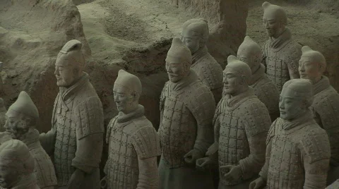 Terra Cotta Warriors in Xian, China - Terracotta Soldiers Stock Footage