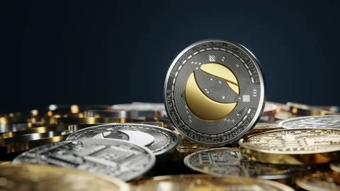 Terra Luna Coin Front to Camera on the Coins Stack. Stock Footage 221516294
