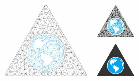 Terra Triangle Vector Mesh Carcass Model and Triangle Mosaic Icon イラスト素材
