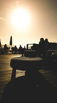 Terrace on the beach Stock Photos