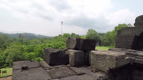 Terrace of the Borobudur Temple, Java, Indonesia Stock Footage 242175844