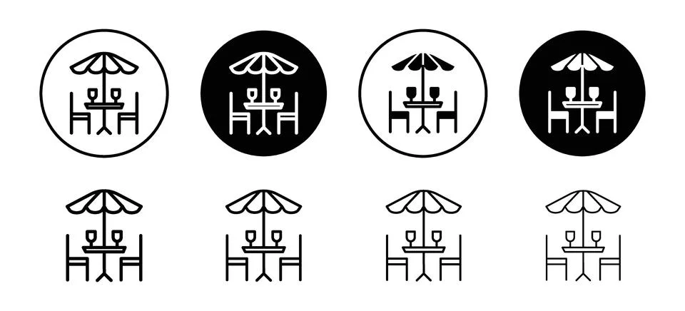 Terrace cafe vector icon set collection. Terrace cafe Outline flat Icon. Illustration
