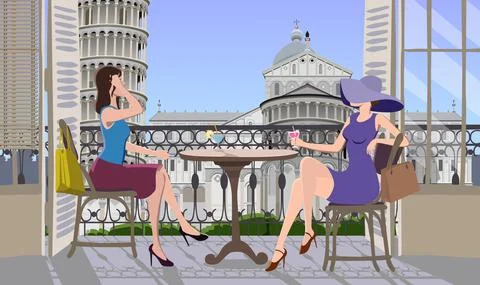 Terrace, coffee on the balcony, vector. Stock Illustration