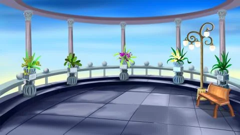Terrace with  colonnade Stock Illustration