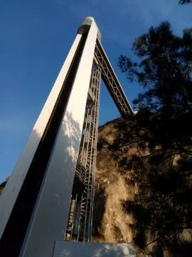 Terrace elevator by the river Stock Photos
