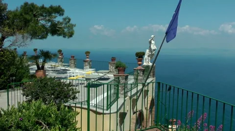 Terrace with sea view of Caesar Augustus hotel, Anacapri Video stock 64947063
